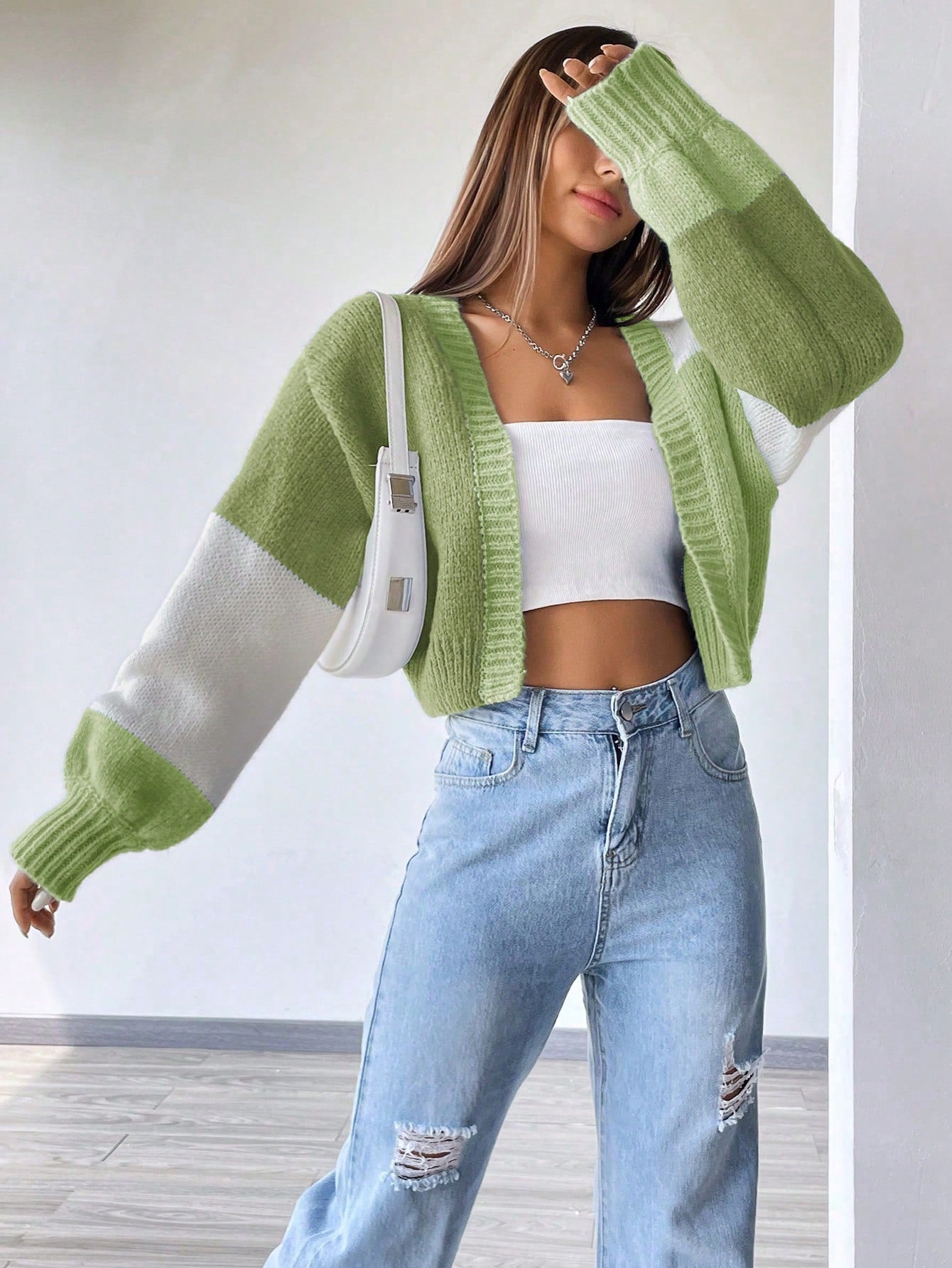 Rua Colorpop Cropped Drop Shoulder Cardigan