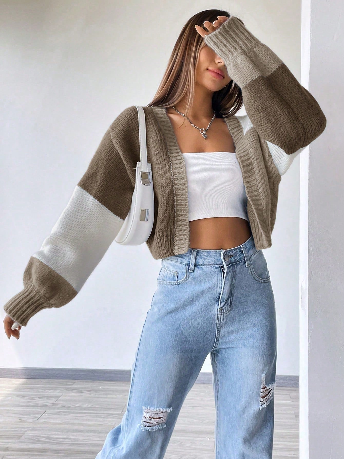 Rua Colorpop Cropped Drop Shoulder Cardigan