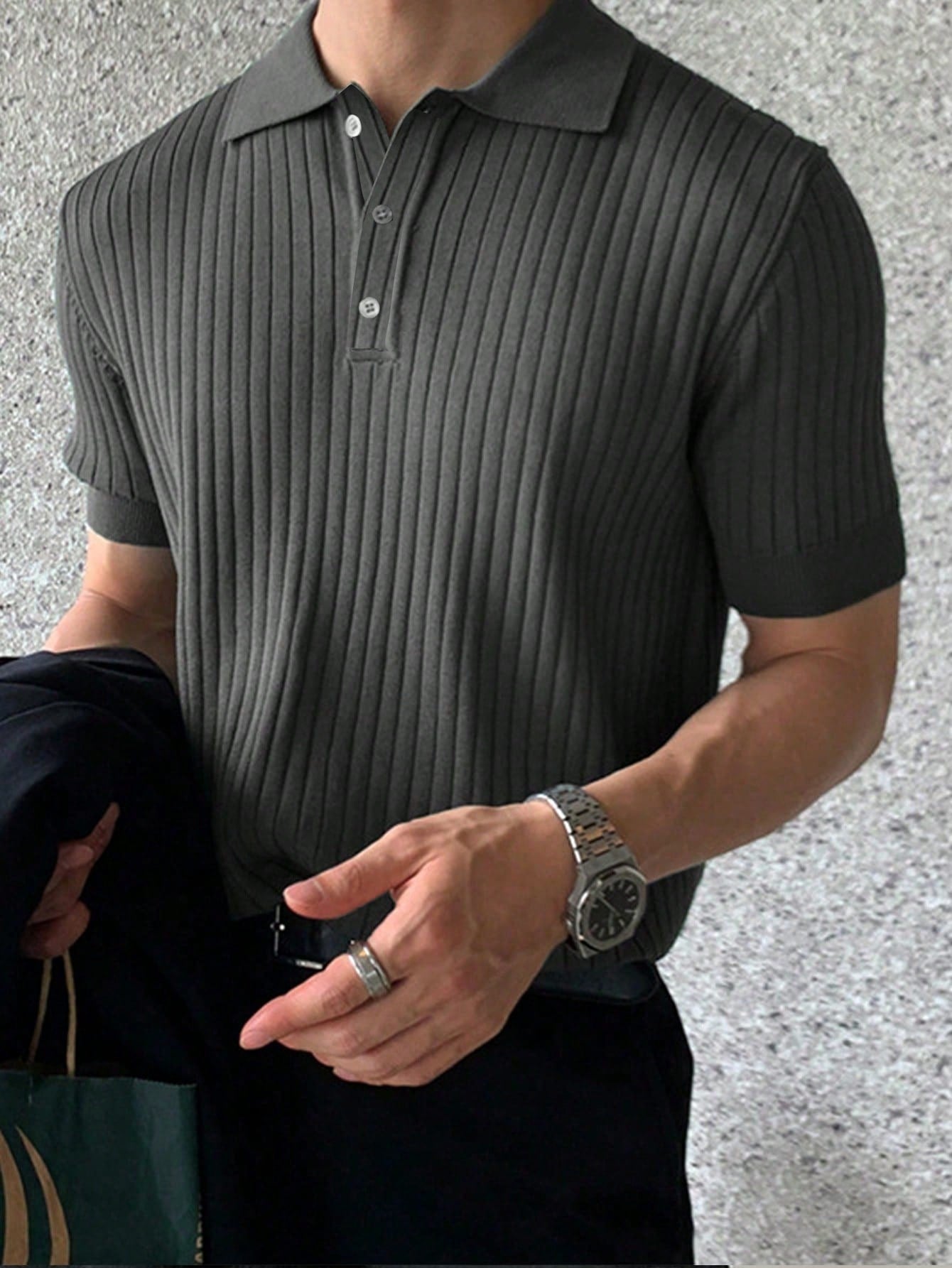 Mattias Ribbed Short-Sleeved Polo Shirt