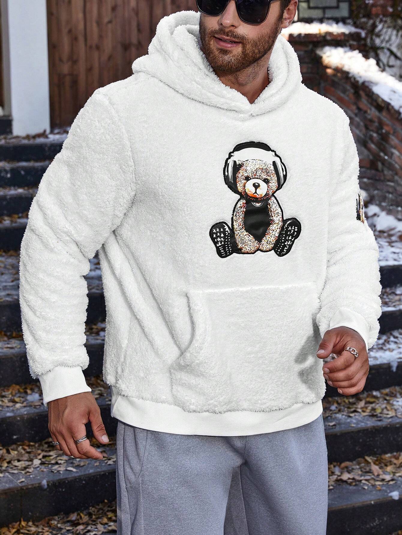 Mighty Teddy Bear Embroidery Hoodie