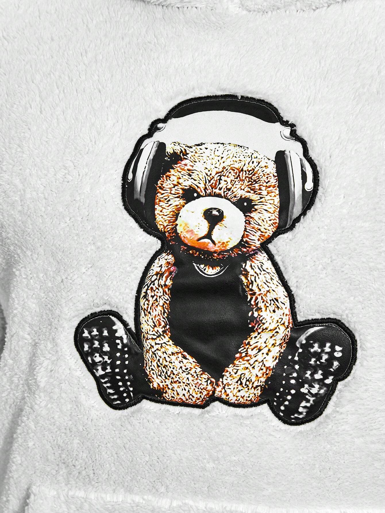 Mighty Teddy Bear Embroidery Hoodie