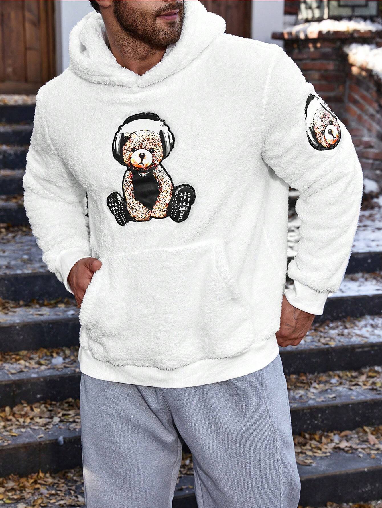 Mighty Teddy Bear Embroidery Hoodie