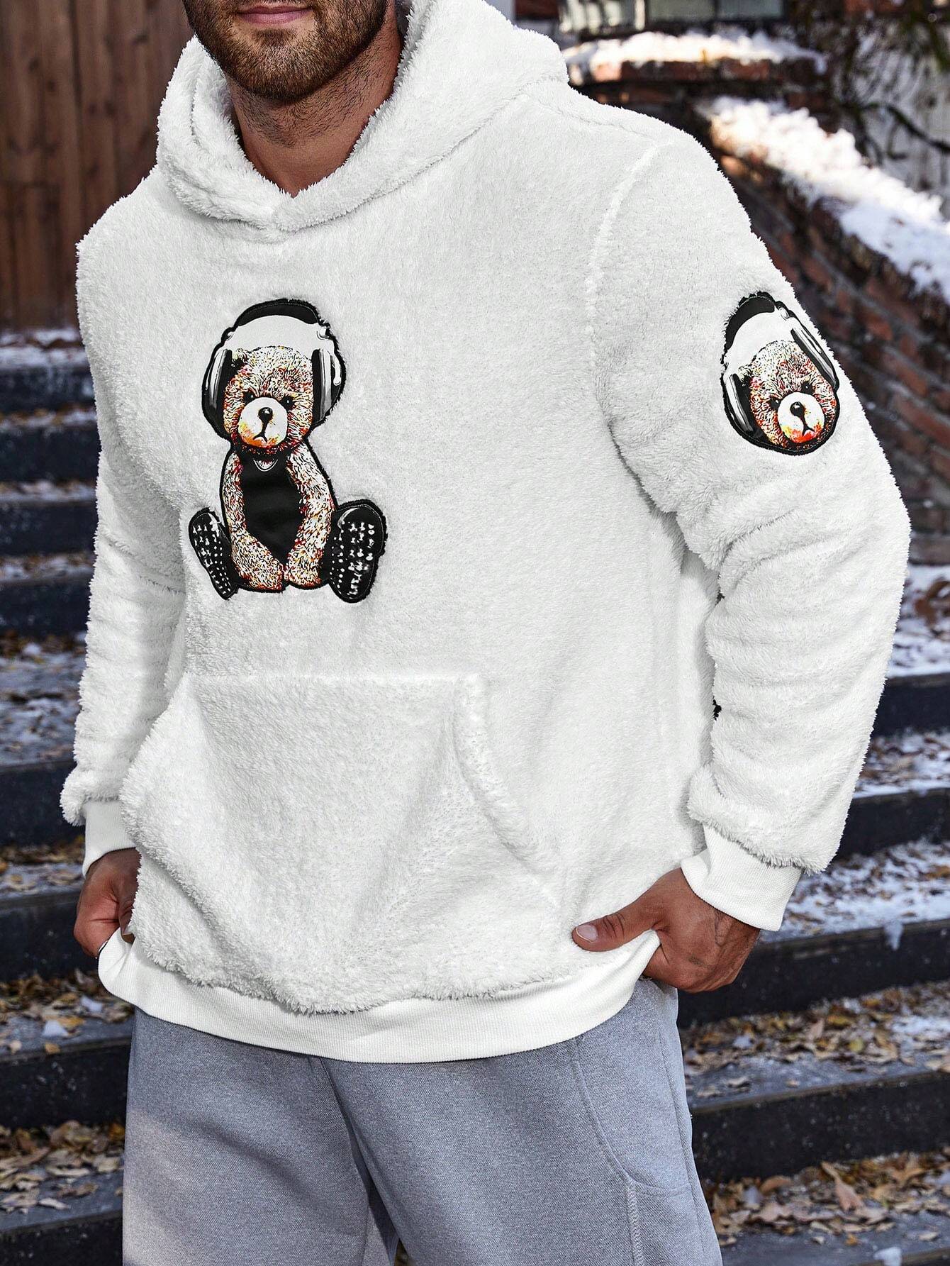 Mighty Teddy Bear Embroidery Hoodie