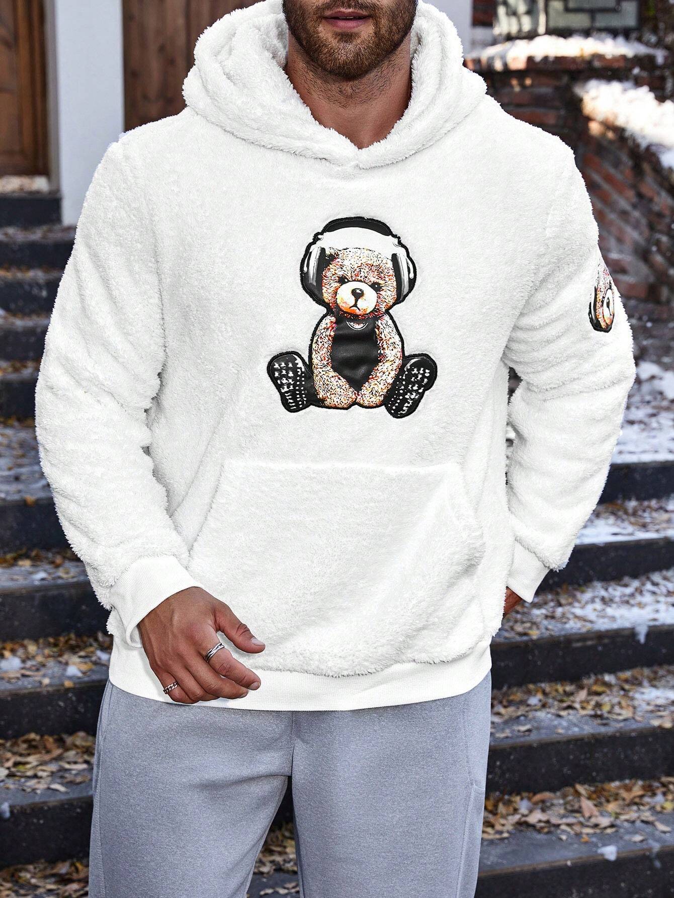 Mighty Teddy Bear Embroidery Hoodie