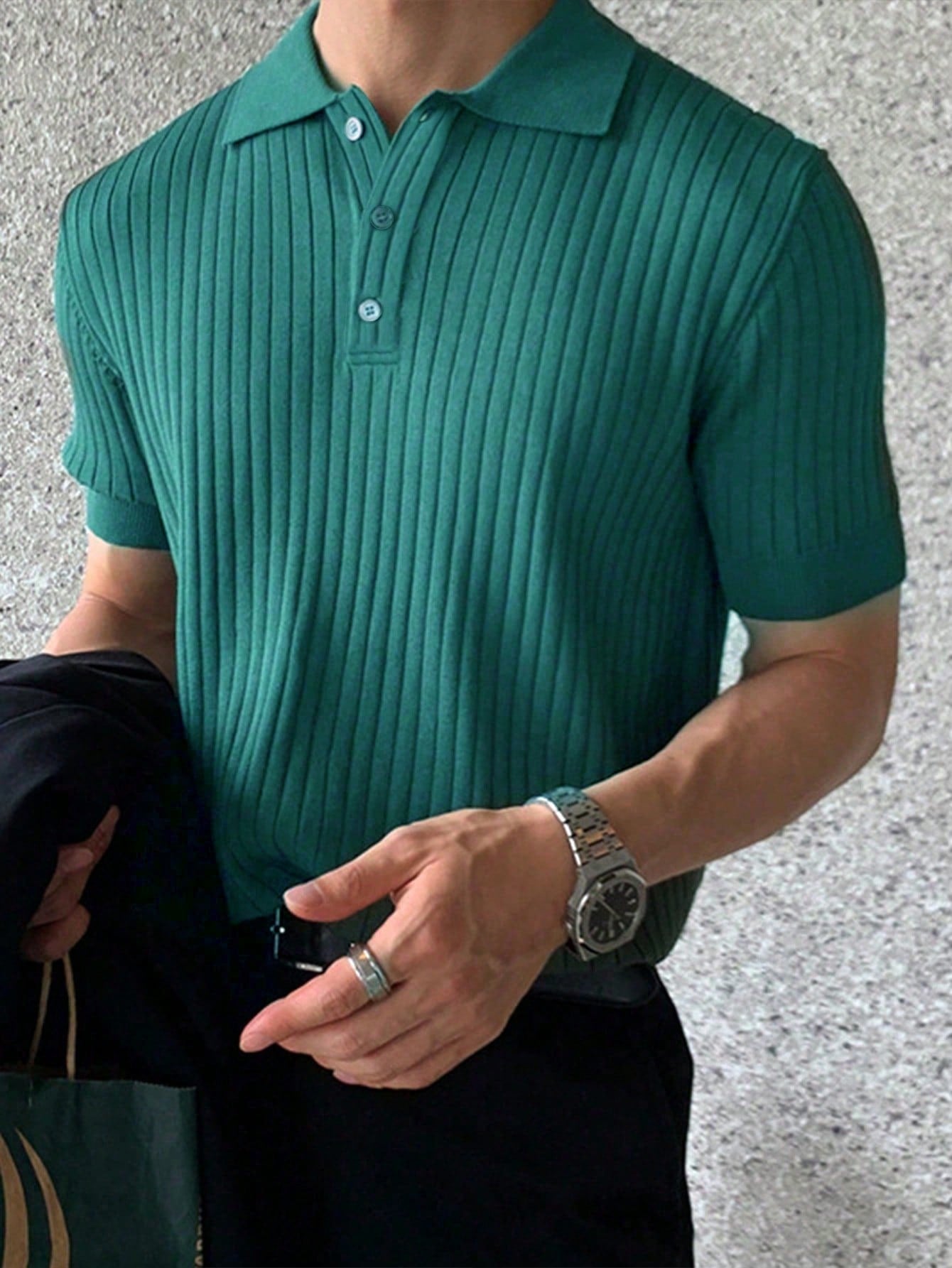 Mattias Ribbed Short-Sleeved Polo Shirt