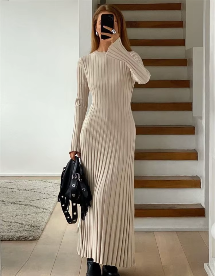 Maya Tight Knit Ribbed Maxi Dress