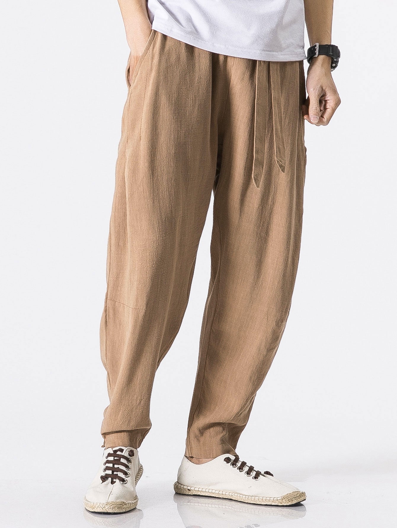 Detachable Belt Relaxed Linen Harem Pants