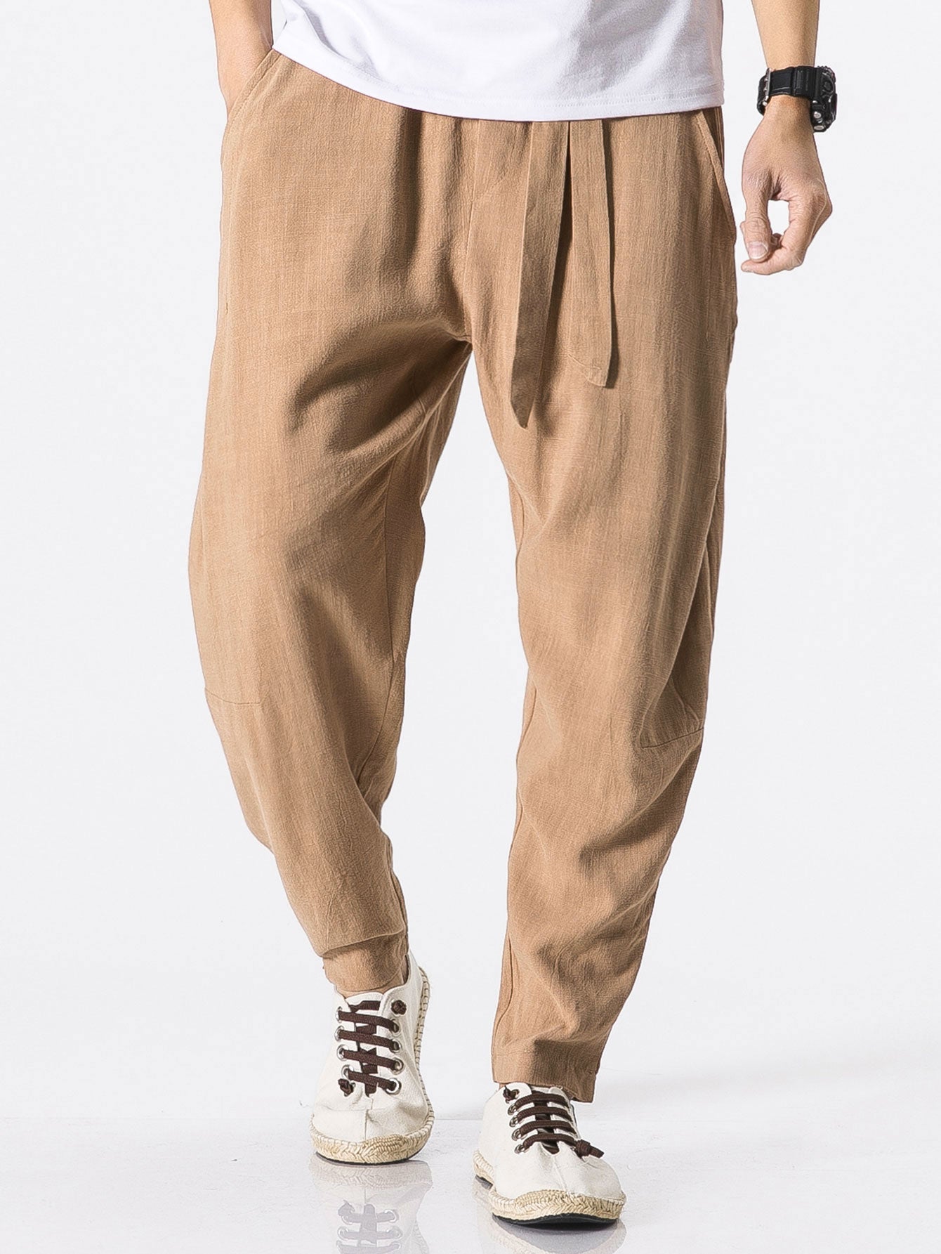 Detachable Belt Relaxed Linen Harem Pants