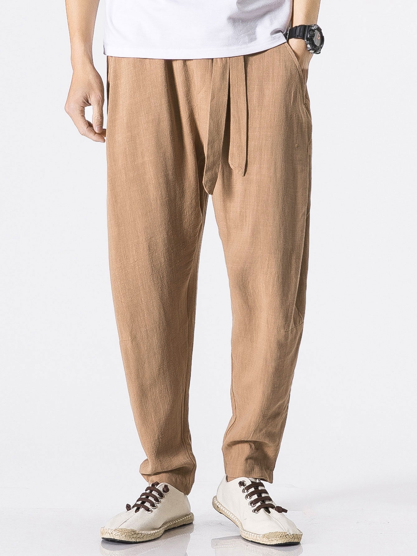 Detachable Belt Relaxed Linen Harem Pants