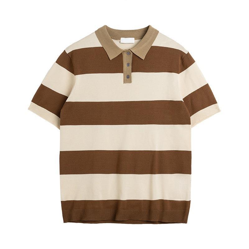 Gerald Casual Striped Knit Polo Shirt