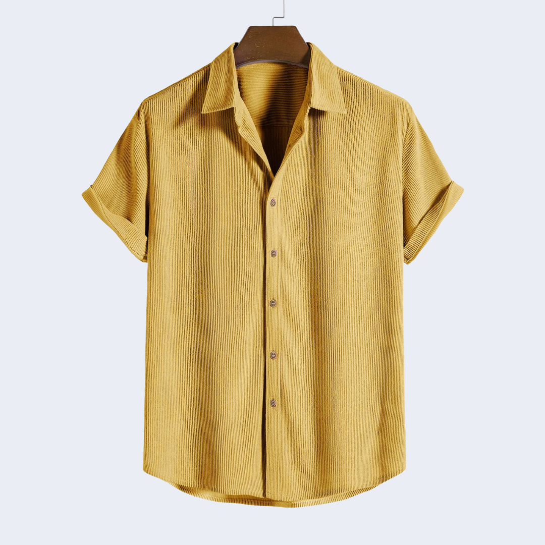 Corduroy Button Up Short Sleeved Shirt