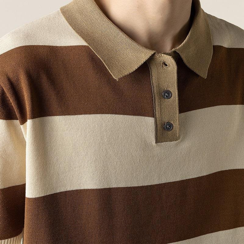 Gerald Casual Striped Knit Polo Shirt