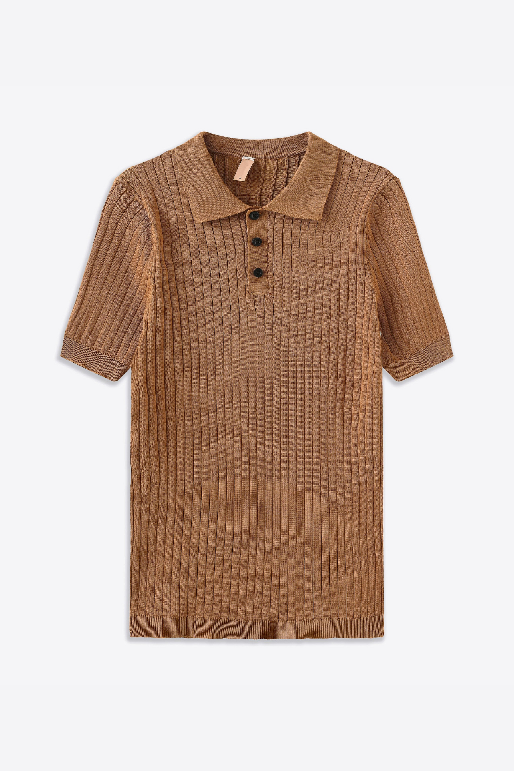 Mattias Ribbed Short-Sleeved Polo Shirt