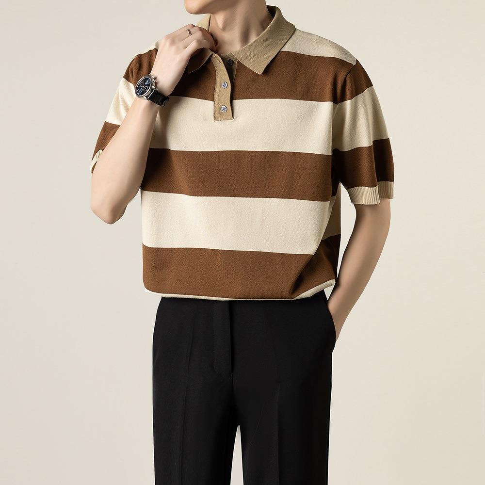 Gerald Casual Striped Knit Polo Shirt