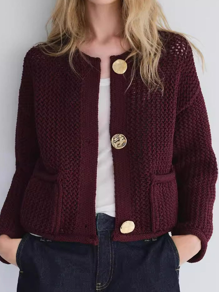 Amelia Gold Button Cardigan