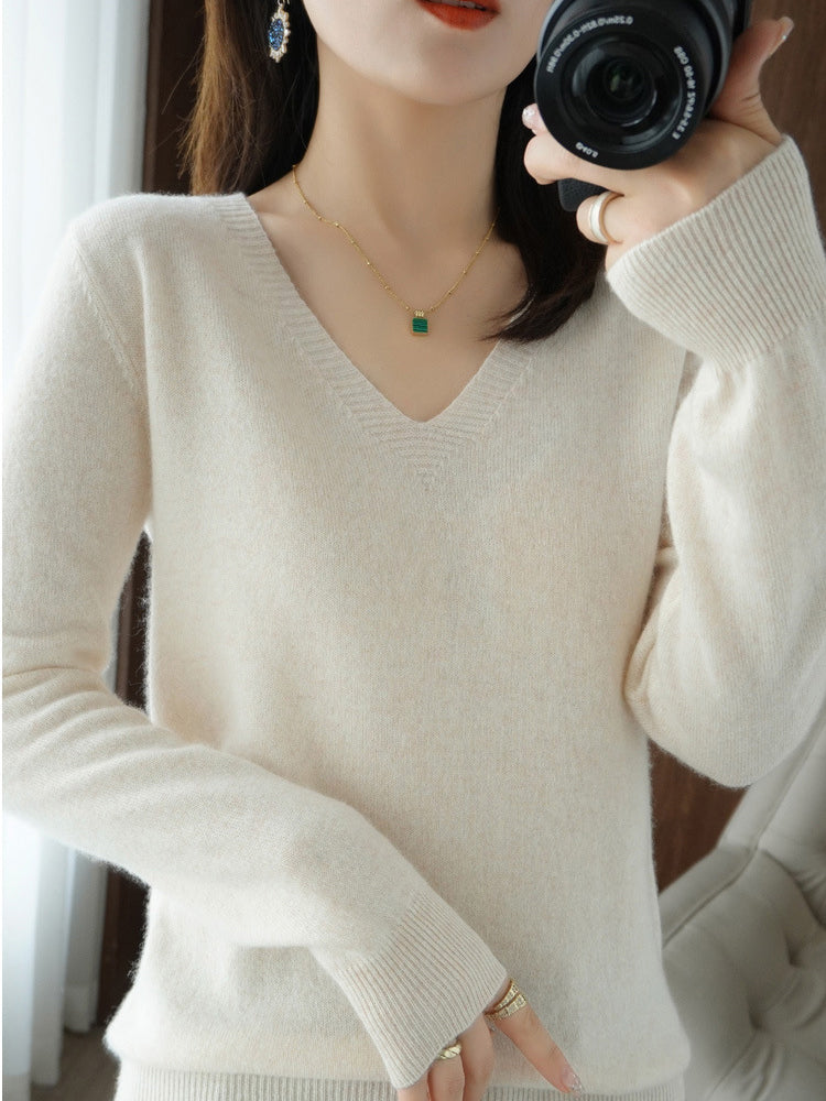 Casual Long Sleeve V-Neck Sweater