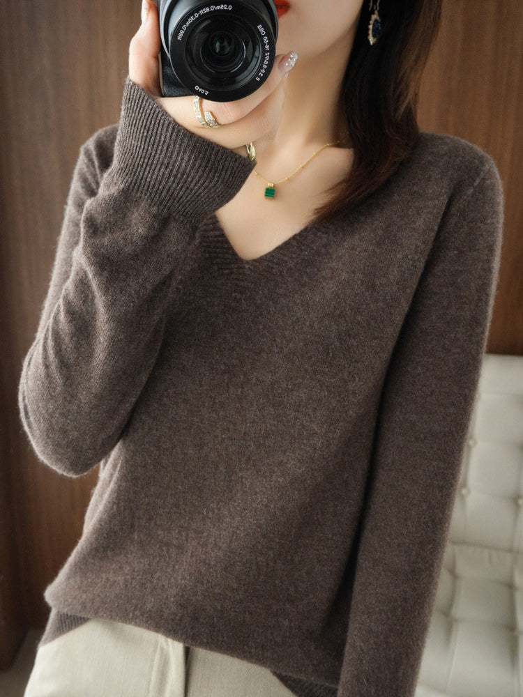 Casual Long Sleeve V-Neck Sweater