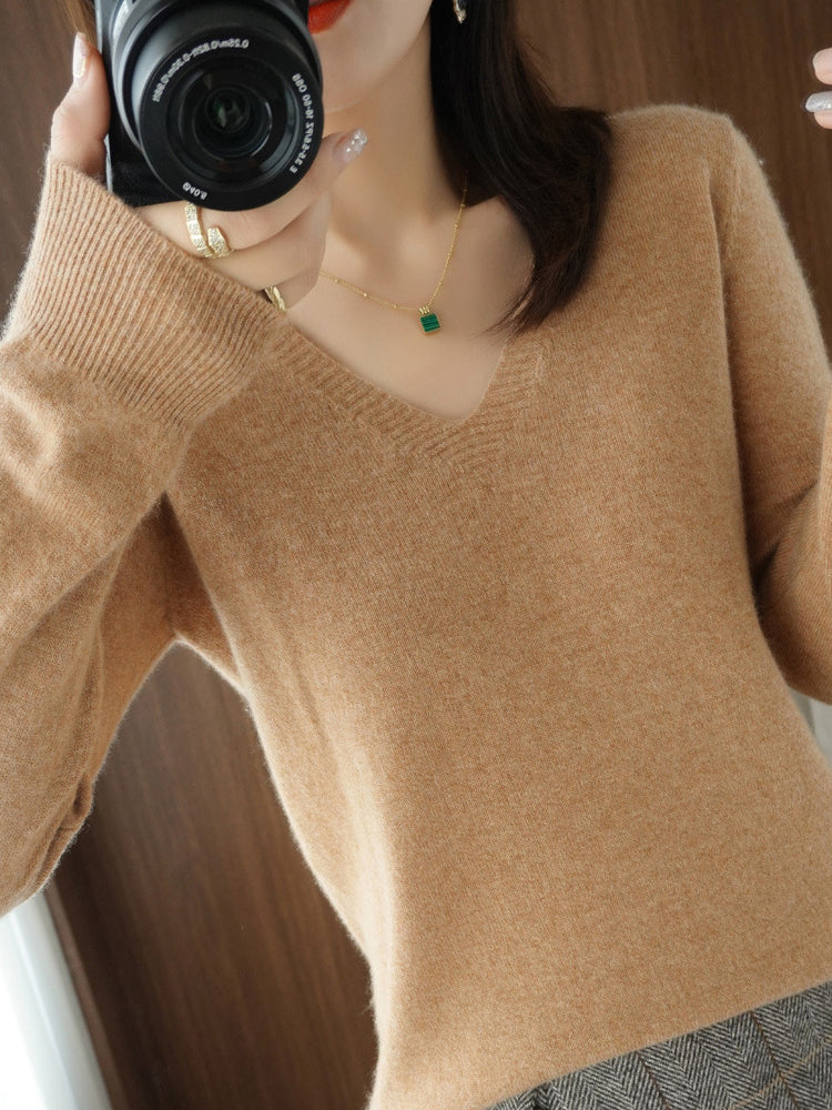 Casual Long Sleeve V-Neck Sweater