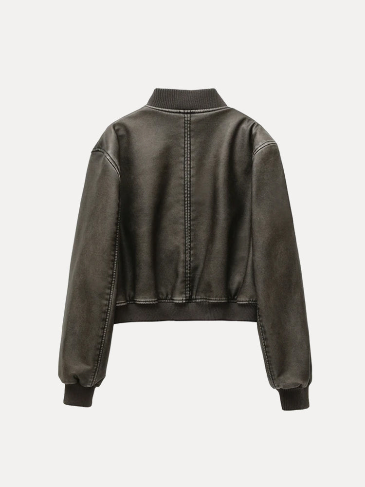 Luna Classic Leather Bomber Jacket