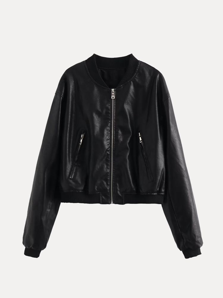 Luna Classic Leather Bomber Jacket