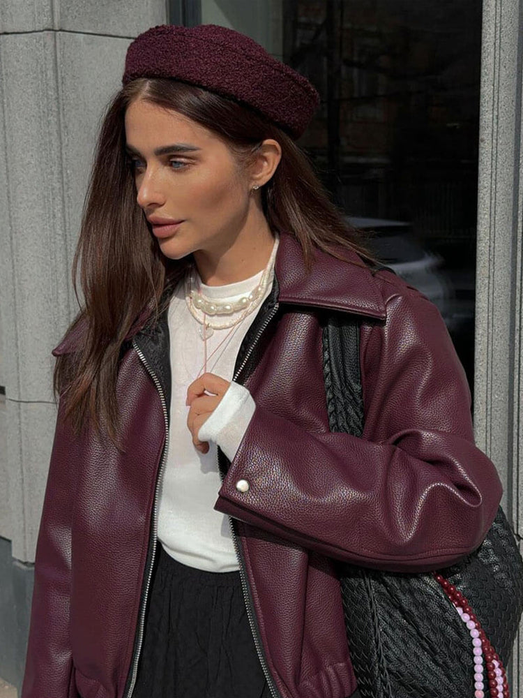 Mila Faux Leather Bomber Jacket