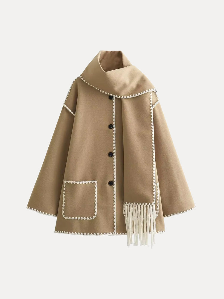 Azura Oversized Wool-Blend Scarf Jacket