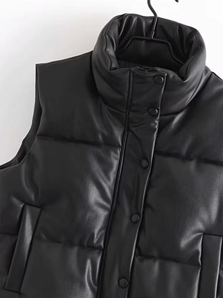 Azura PU Leather Puffer Vest