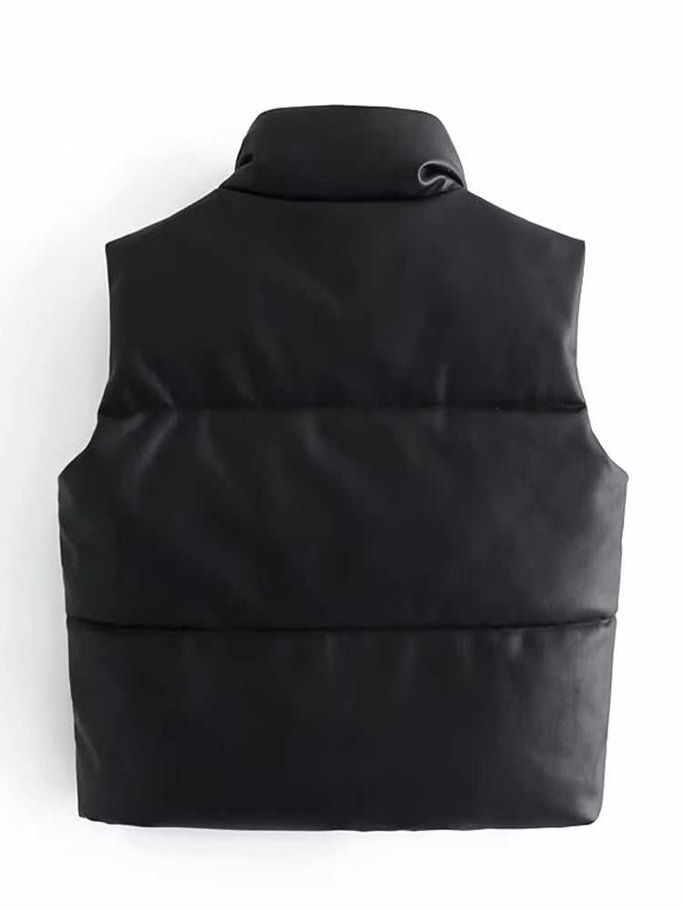 Azura PU Leather Puffer Vest