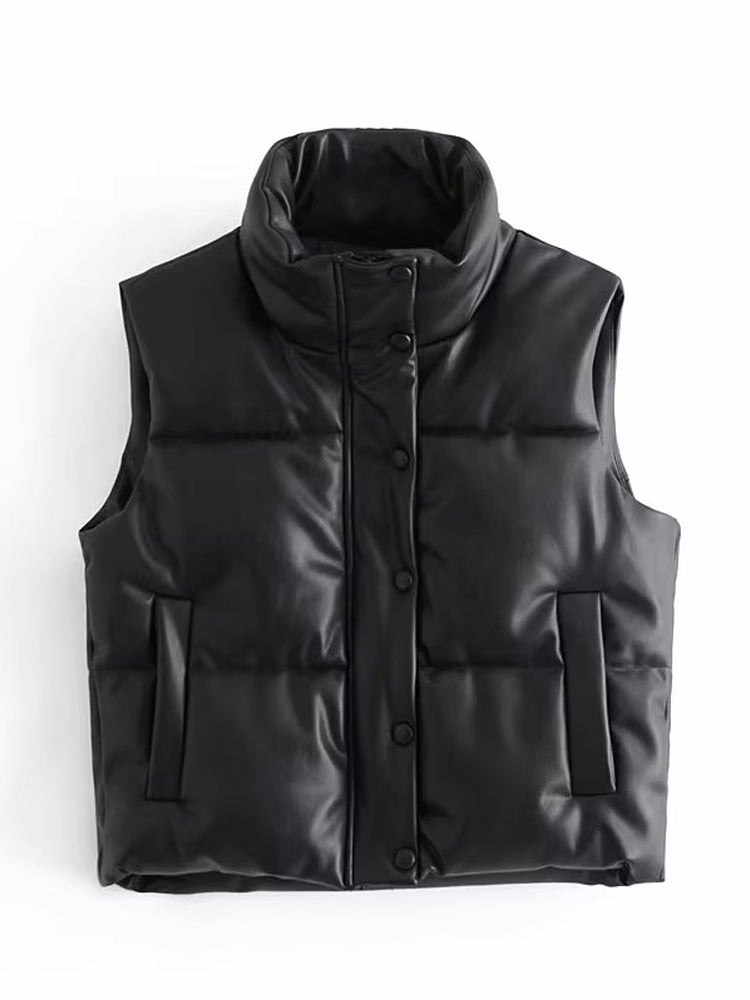 Azura PU Leather Puffer Vest