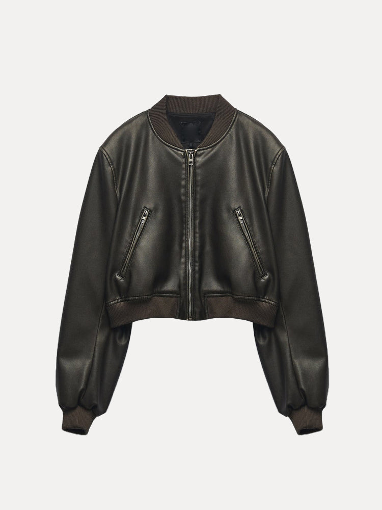 Luna Classic Leather Bomber Jacket