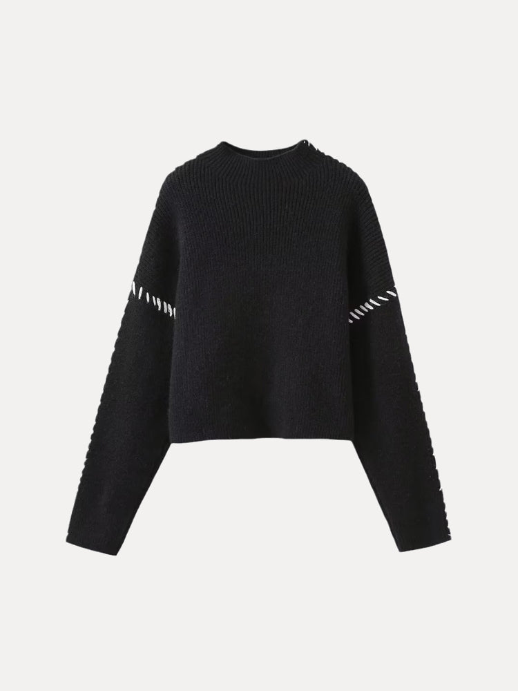 Parisian Turtleneck Long Sleeve Wool-Blend Sweater