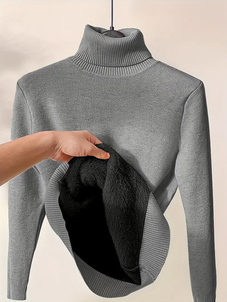 Cozy Womens Solid Turtle Neck Pullover Sweater