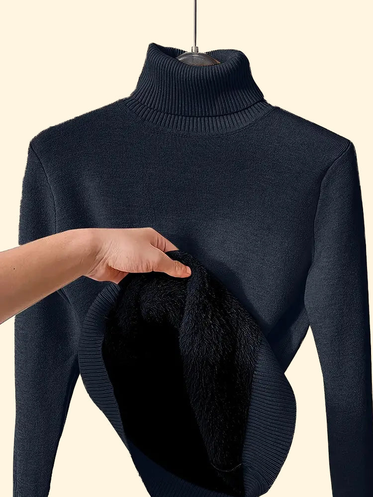 Cozy Womens Solid Turtle Neck Pullover Sweater