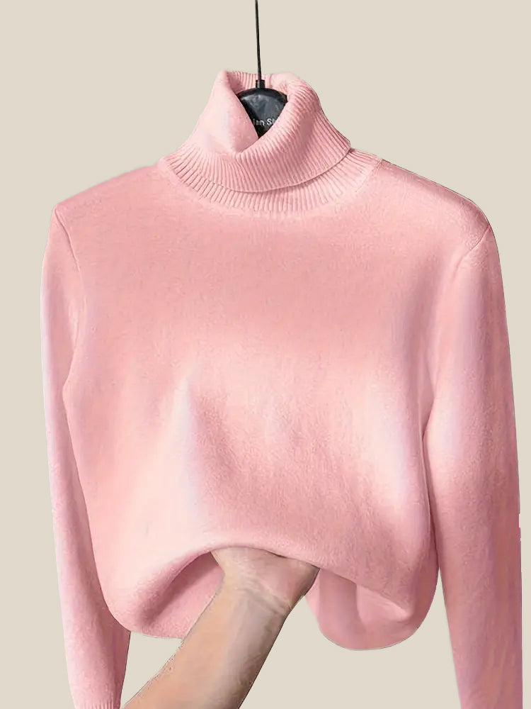 Cozy Womens Solid Turtle Neck Pullover Sweater