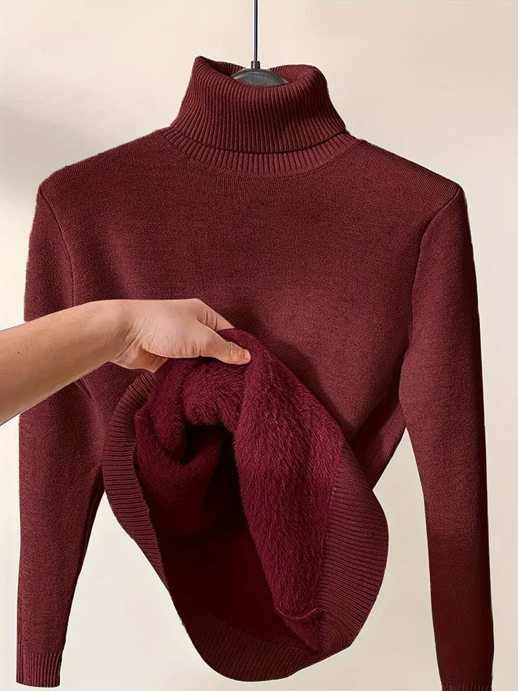 Cozy Womens Solid Turtle Neck Pullover Sweater