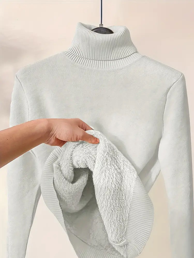 Cozy Womens Solid Turtle Neck Pullover Sweater