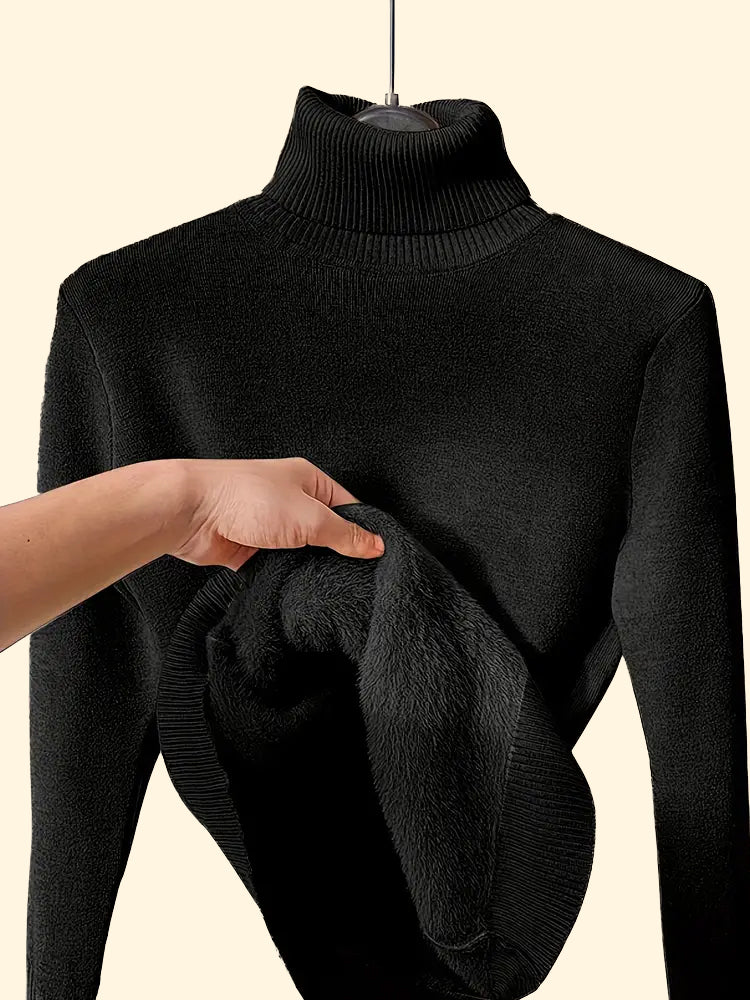 Cozy Womens Solid Turtle Neck Pullover Sweater