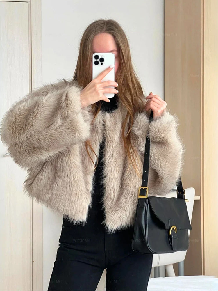 Cropped Faux Fur Jacket