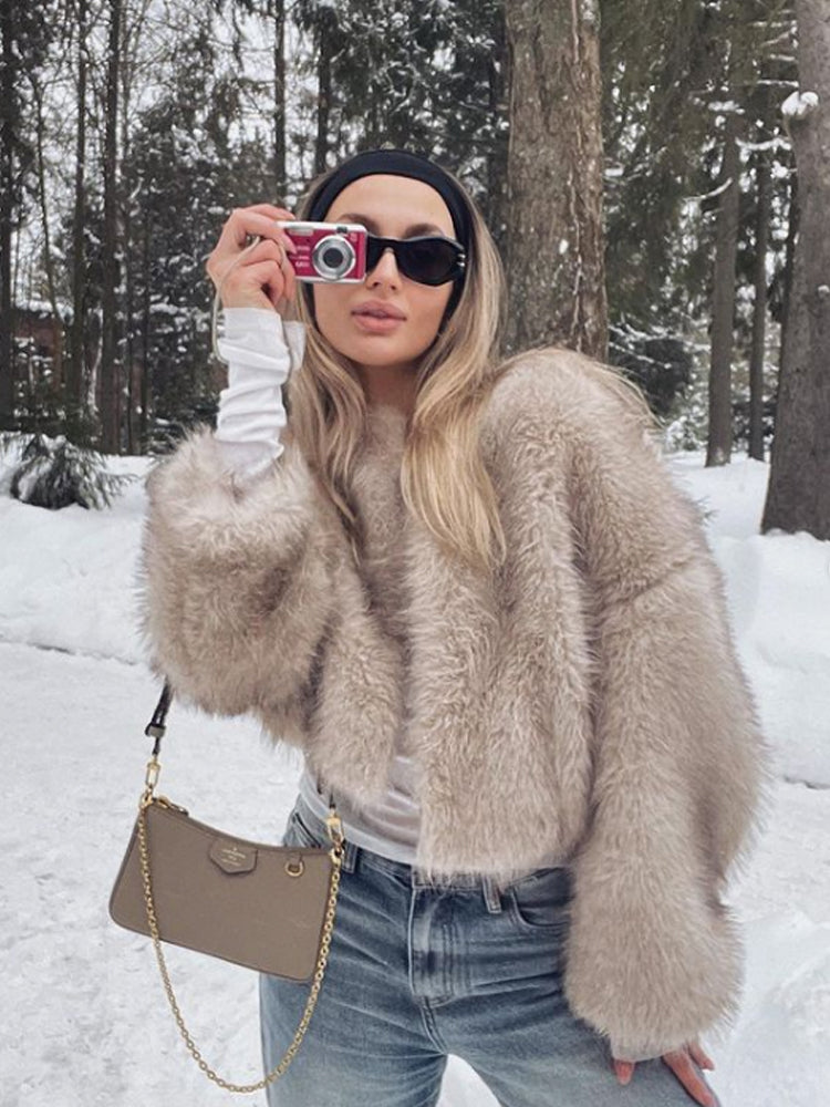 Cropped Faux Fur Jacket