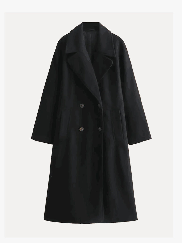 Myla Long Coat with V-Neck