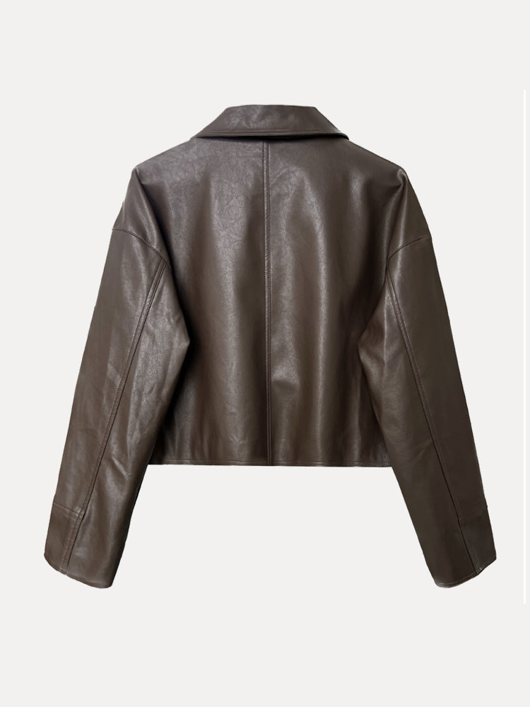 Oversized Drop Shoulder Faux Leather Jacket