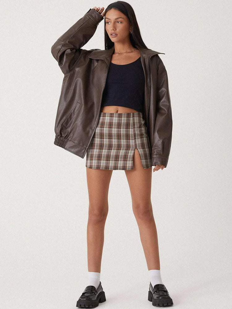 Oversized Drop Shoulder Faux Leather Jacket