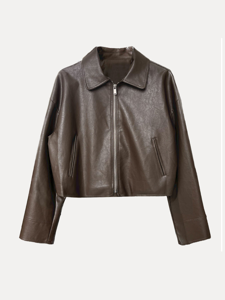 Oversized Drop Shoulder Faux Leather Jacket