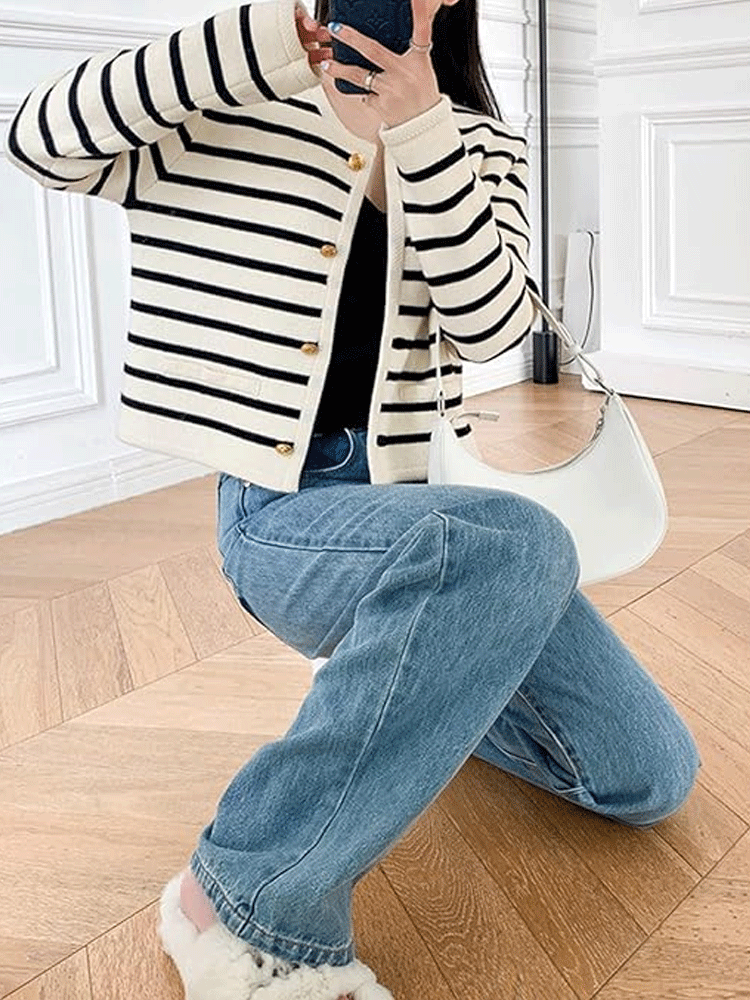 Emilia Striped Sweater Cardigan