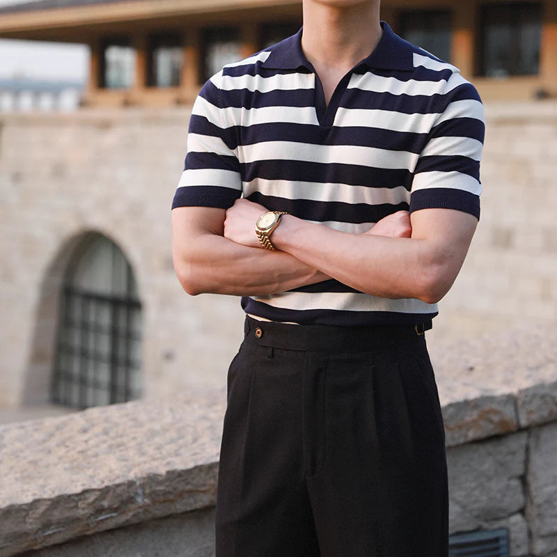 Infinity Striped Short Sleeve Polo Shirt