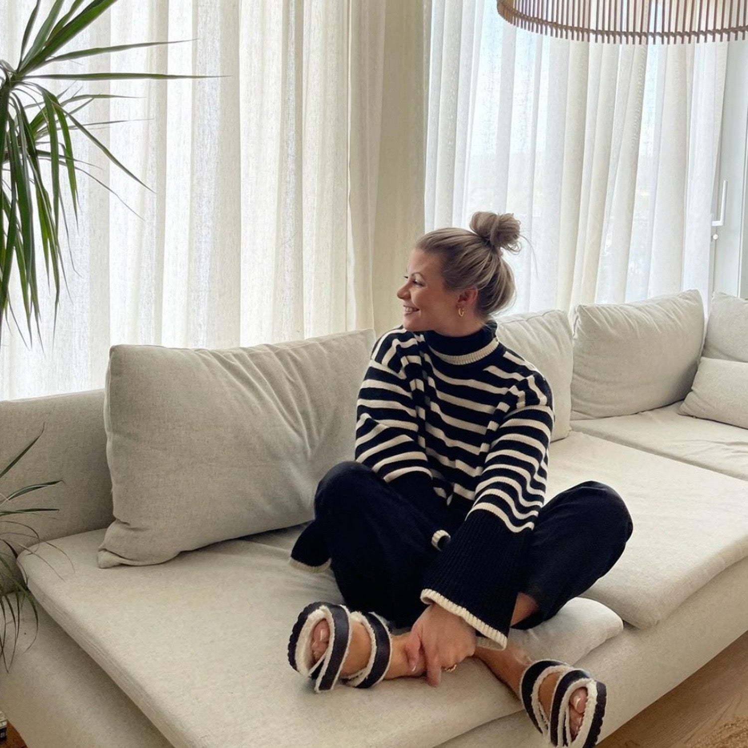 Jenna Striped Split Sweater