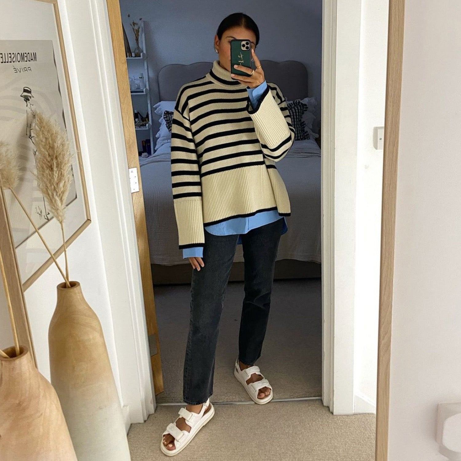 Jenna Striped Split Sweater