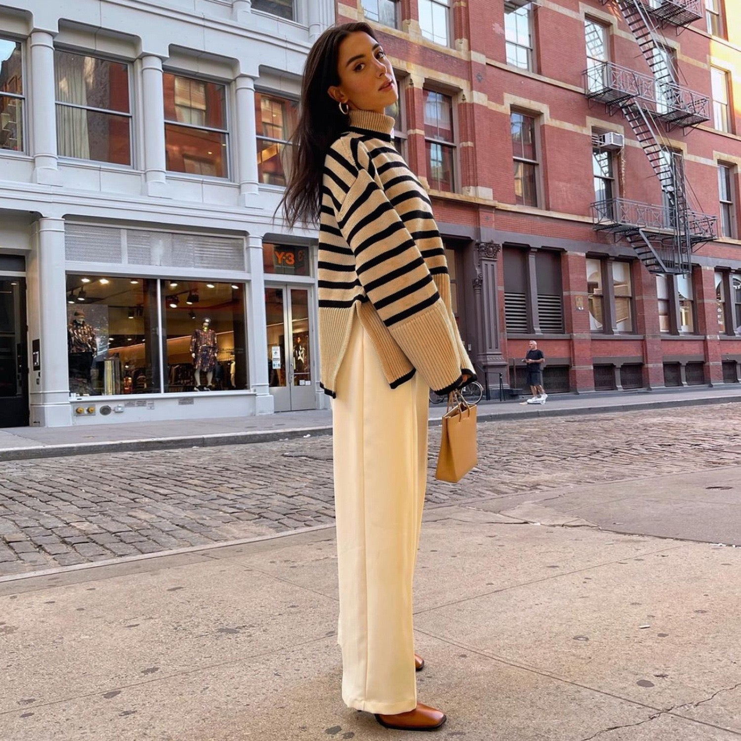 Jenna Striped Split Sweater