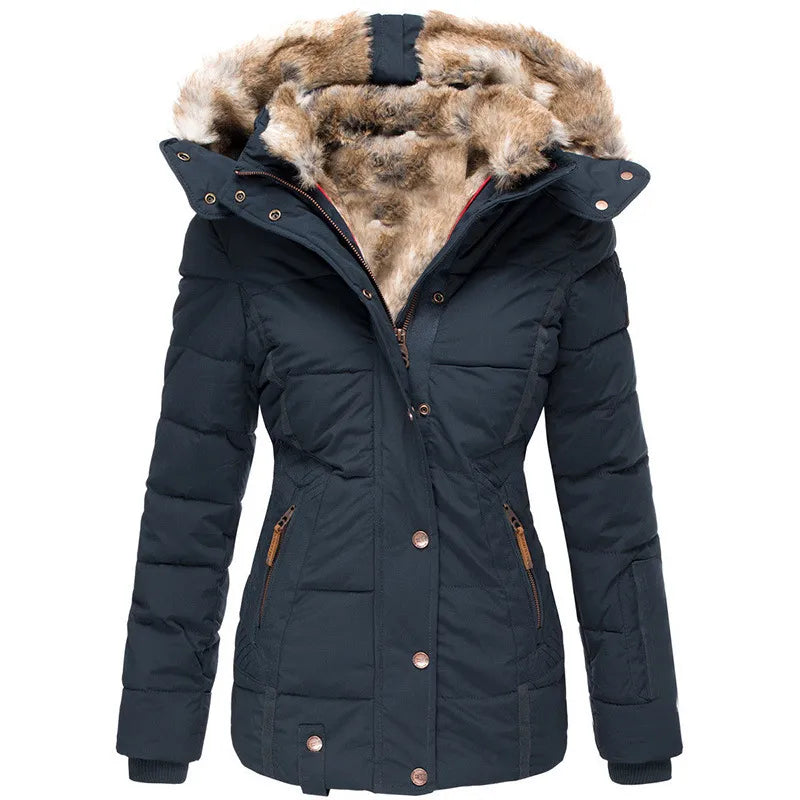 Winter Parka Jacket with Faux Fur and Hood