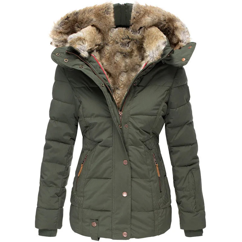 Winter Parka Jacket with Faux Fur and Hood